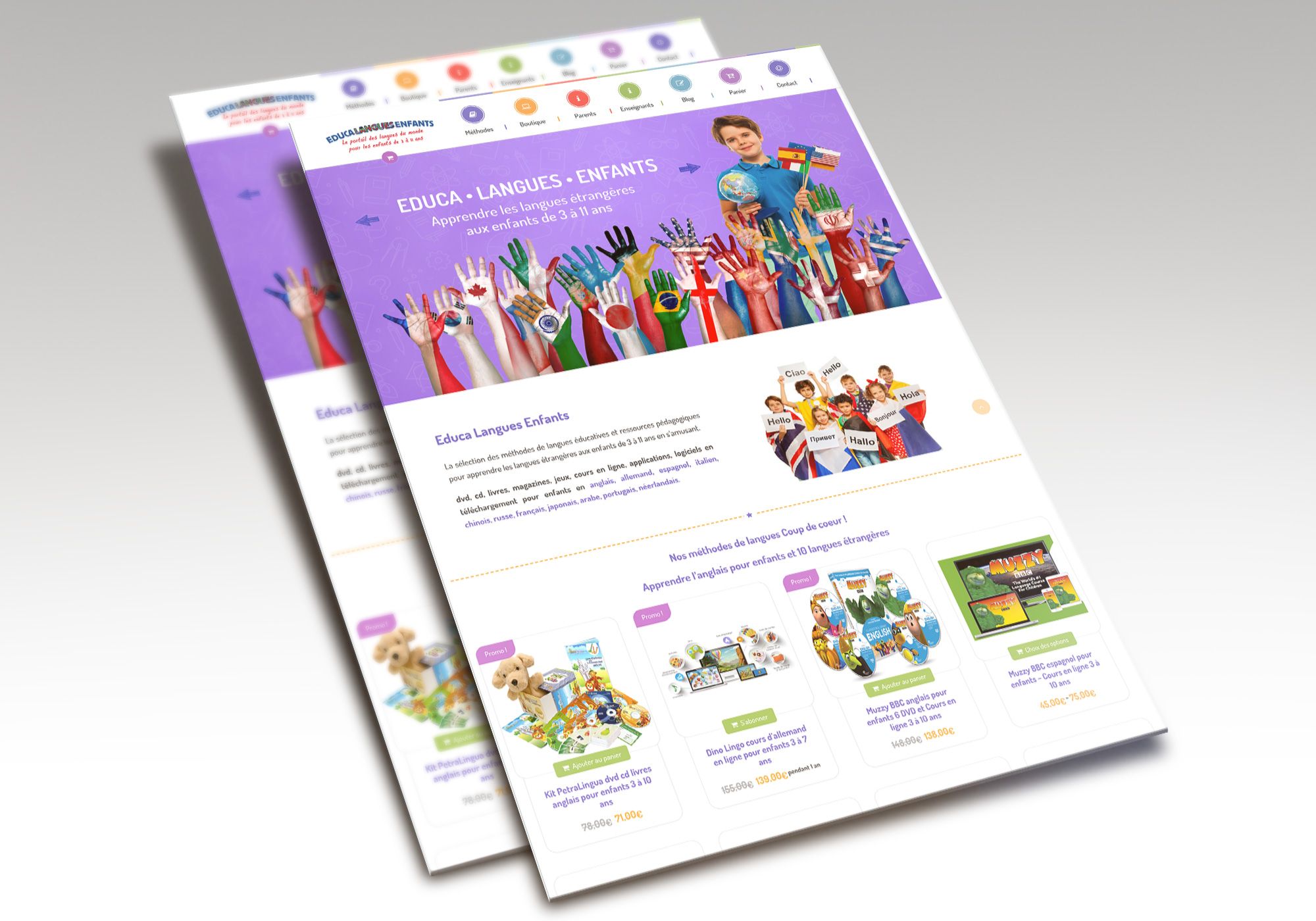 Refonte du site educa-langues-enfants.com d'Oxatis vers WordPress et WooCommerce par la Manufacture Parisienne de Sites Internet